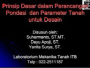 Prinsip Dasar dalam Perancangan Pondasi dan Parameter Tanah untuk Desain