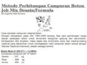 Metode Perhitungan Campuran Beton Job Mix Desain/Formula