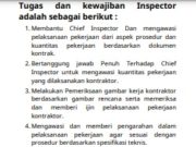 Tugas dan kewajiban Inspector
