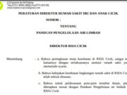 PERATURAN DIREKTUR RUMAH SAKIT IBU DAN ANAK CICIK TENTANG PANDUAN PENGELOLAAN AIR LIMBAH