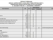 CHECKLIST PEKERJAAN SEBAGAI LAMPIRAN BERITA ACARA SERAH TERIMA PERTAMA (BAST I) PEMBANGUNAN GEDUNG KANTOR BANK