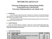 METODE PELAKSANAAN Pekerjaan Pembangunan Gedung Ruang Kuliah, Perpustakaan dan Laboratorium Universitas