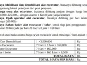 Biaya Mobilisasi dan Demobilisasi Alat Ecavator
