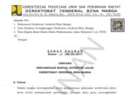 Surat Edaran Tentang Penyampaian Manual Supervisi Jalan Direktorat Jenderal Bina Marga
