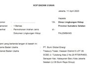 Surat Permohonan Arahan Dokumen Lingkungan Hidup untuk Rencan Kegiatan Pembangunan PLTA