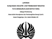LAPORAN KUNJUNGAN INDUSTRI UNIT PEMBANGKIT BRANTAS PLTA SENGGURUH (SUB SWITCH YARD)
