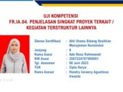 UJI KOMPETENSI FR.IA.04. PENJELASAN SINGKAT PROYEK TERKAIT / KEGIATAN TERSTRUKTUR LAINNYA