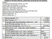 FORMULIR PERANCANGAN CAMPURAN ADUKAN BETON NORMAL