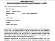SURAT PERNYATAAN TIDAK AKAN MENGAJUKAN PINDAH/MUTASI SELAMA 10 TAHUN