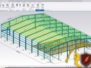 Steel warehouse 30m desing in Tekla Structural Designer IS