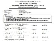 ULANGAN TENGAH SEMESTER ( UTS ) GANJIL MATEMATIKA KELAS VIII ( DELAPAN )