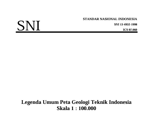 SNI 13-4932-1998 Legenda Umum Peta Geologi Teknik Indonesia Skala 1 : 100.000