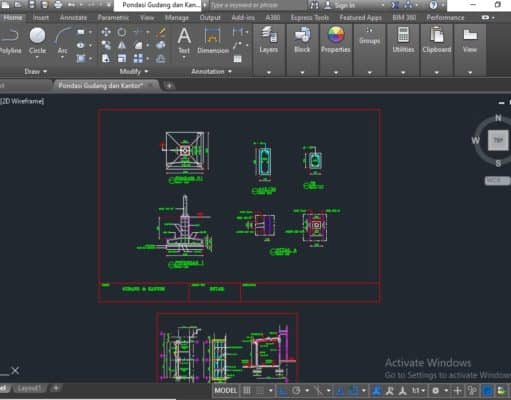 Gambar AutoCad Bangunan Paprik_Pondasi Gudang dan Kantor