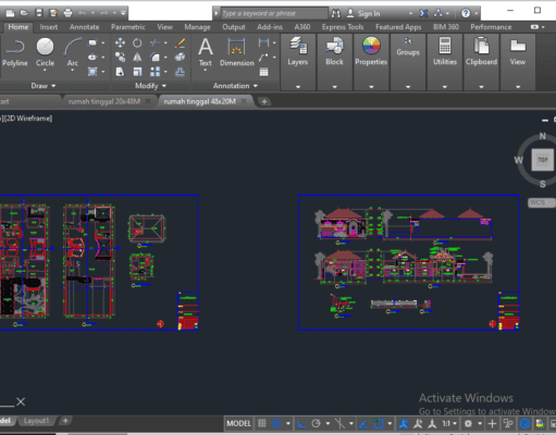 Denah dan Gambar CAD Arsitek Desain Rumah Tinggal_rumah tinggal 14x26M