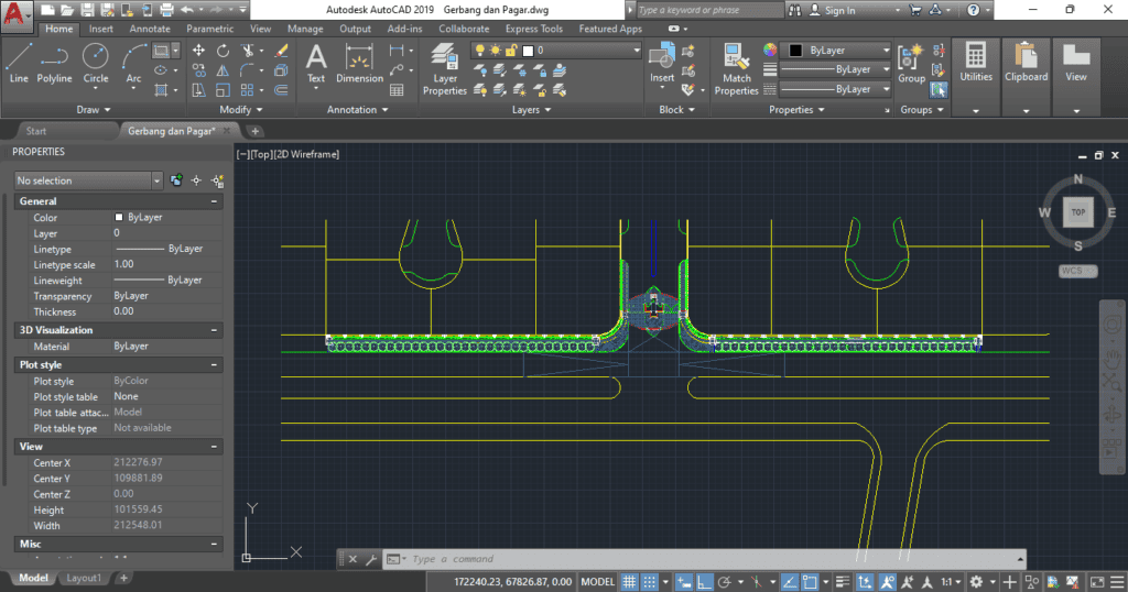 Denah Dan Gambar Cad Desain Gerbang Dan Pagar 