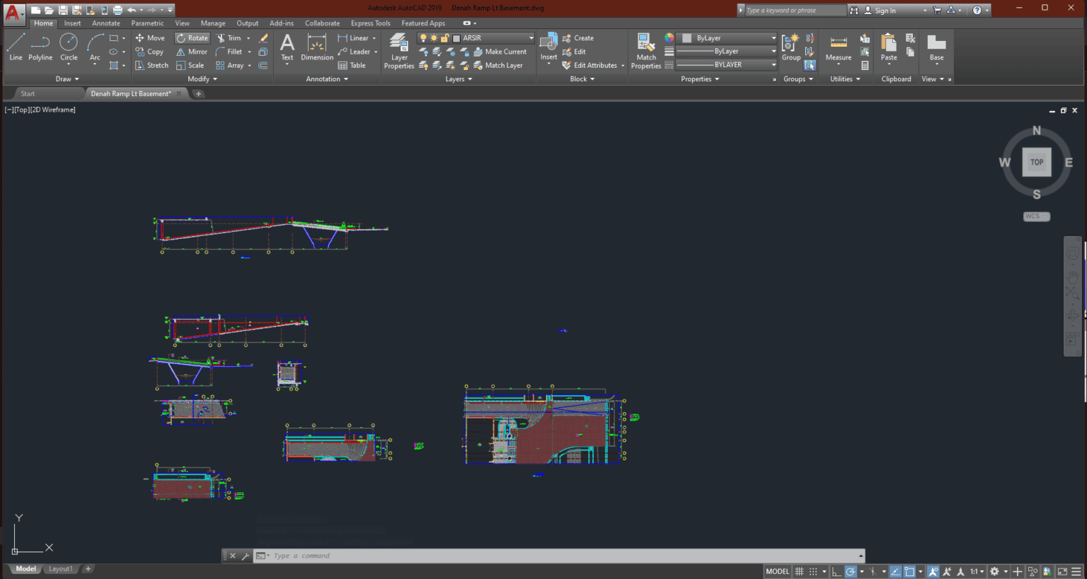 Denah dan Gambar CAD Arsitek Detail Ramp_Denah Ramp Lt Basement ...