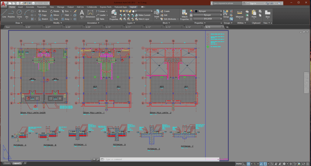 Denah dan Gambar CAD Arsitek Ruko A-15 | Sipilpedia
