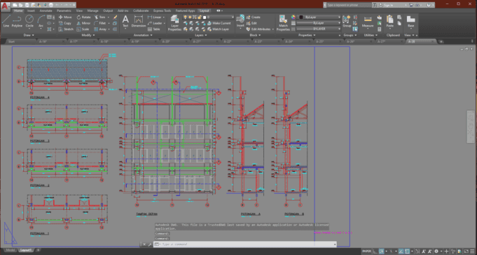Denah dan Gambar CAD Arsitek Ruko A-28 | Sipilpedia