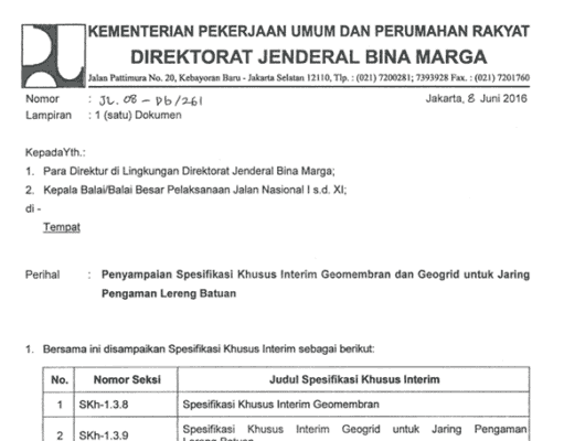 SPESIFIKASI KHUSUS INTERM – S.3.9 – GEOGRID UNTUK JARING PENGAMAN LERENG BATUAN