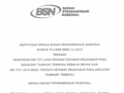 KEPUTUSAN KEPALA BADAN STANDARDISASI NASIONAL NOMOR 791/KEP/BSN/12/2023 TENTANG PENETAPAN SNI 7571:2023 TINGKAT GETARAN PELEDAKAN PADA KEGIATAN TAMBANG TERBUKA SEBAGAI REVISI DARI SNI 7571:2010 BAKU TINGKAT GETARAN PELEDAKAN PADA KEGIATAN TAMBANG TERBUKA