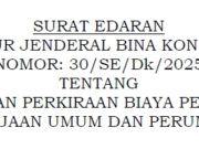 SE BINKON NO 30/SE/Dk/2025 Tentang Tata Cara Penyusunan Perkiraan Biaya Pekerjaan Konstruksi Bidang Pekerjaan Umum dan Perumahan Rakyat