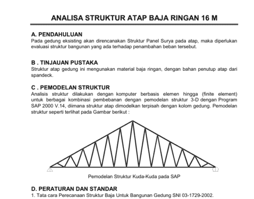 ANALISA STRUKTUR ATAP BAJA RINGAN 16 M DENGAN SAP 2000