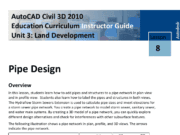 AutoCAD Civil 3D 2010 Education Curriculum Instructor Guide Unit 3 : Land Development