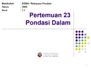 Rekayasa Pondasi – Pondasi Dalam – 1