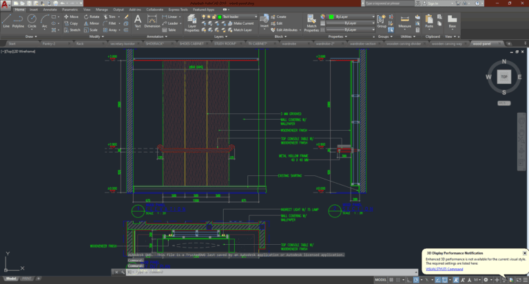 Denah dan Gambar CAD Interior_Wood Panel | Sipilpedia