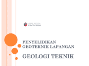 PENYELIDIKAN GEOTEKNIK LAPANGAN – GEOLOGI TEKNIK