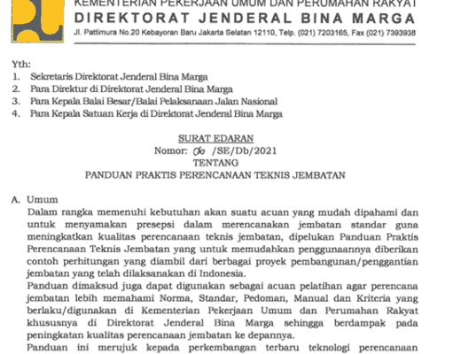 No 06-SE-Db-2021 Tentang Panduan Praktis Perencanaan Teknis Jembatan