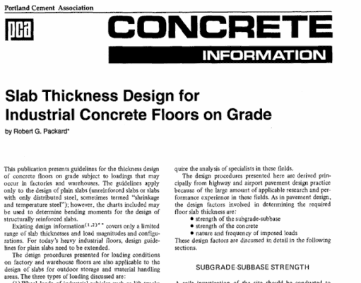 Slab Thickness Design for Industrial Concrete Floors on Grade