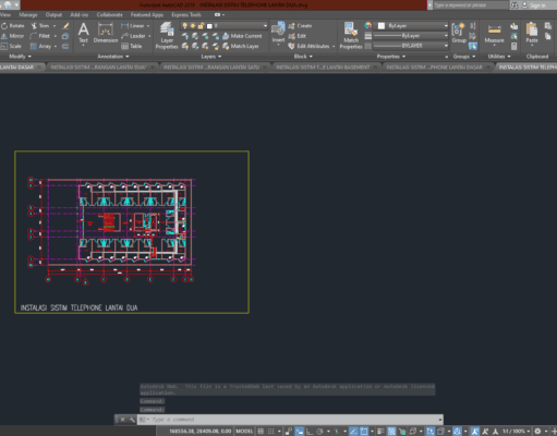 Denah dan Gambar CAD Mekanikal Electrical_INSTALASI SISTIM TELEPHONE LANTAI DUA