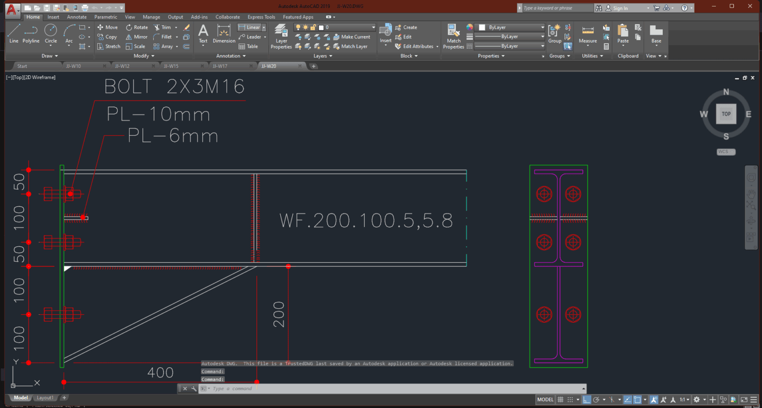 Denah dan Gambar CAD Struktur_Jepit JJ-W20 | Sipilpedia