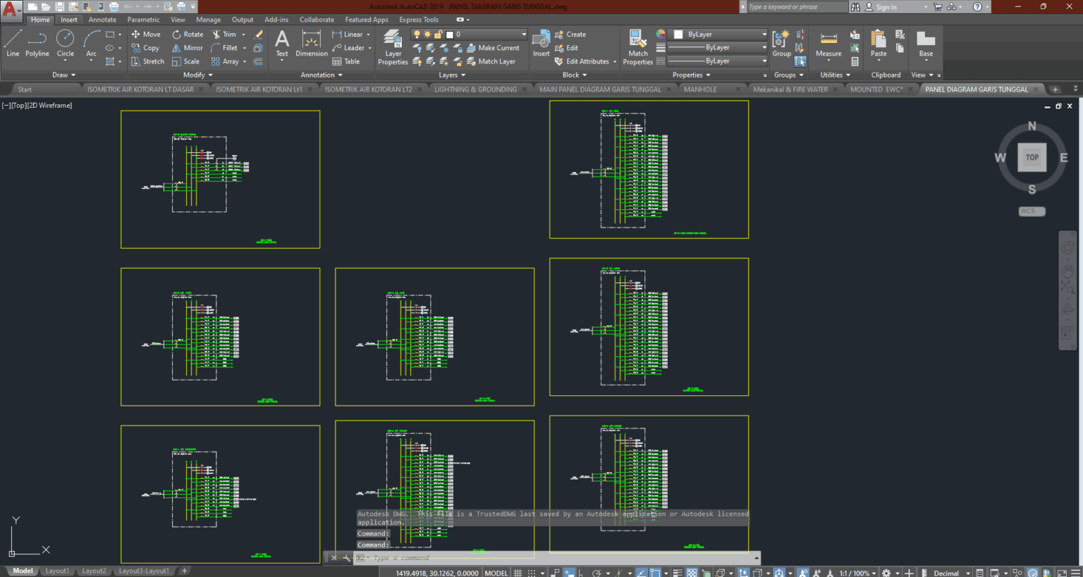 Denah dan Gambar CAD Mekanikal Electrical_PANEL DIAGRAM GARIS TUNGGAL ...