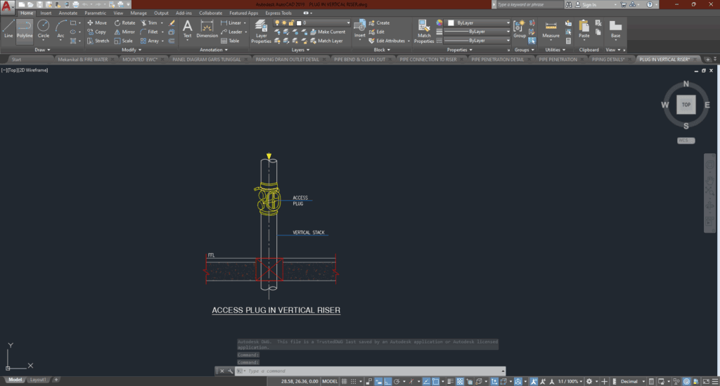 Denah dan Gambar CAD Mekanikal Electrical_PLUG IN VERTICAL RISER ...