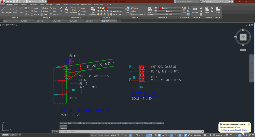 Detail Rangka Rafter Denah dan Gambar CAD Struktur_RAFTER RAF-200 | Sipilpedia