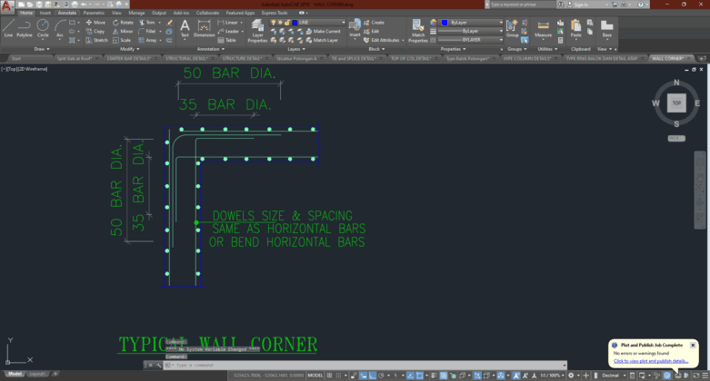 Denah dan Gambar CAD Struktur_Wall Corner | Sipilpedia