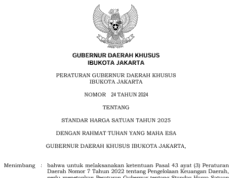 PERATURAN GUBERNUR DAERAH KHUSUS IBUKOTA JAKARTA NOMOR 24 TAHUN 2024 TENTANG STANDAR HARGA SATUAN TAHUN 2025