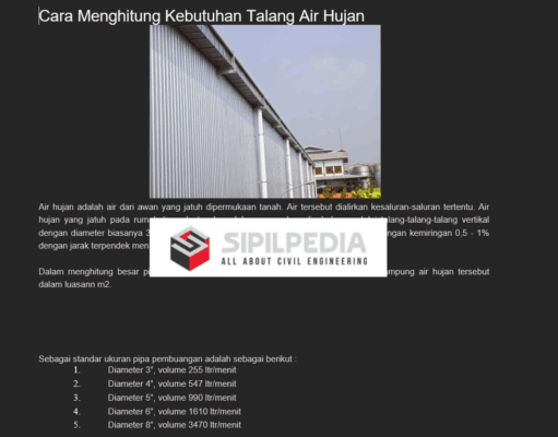 Cara Menghitung Kebutuhan Talang Air Hujan