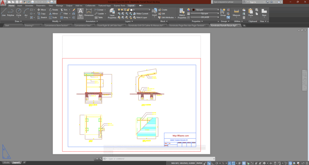 Denah dan Gambar CAD_Gambar Kerja Bangunan SPBU-Konstruksi Rumah Racun ...