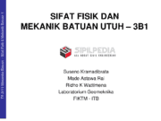SIFAT FISIK DAN MEKANIK BATUAN UTUH – 3B1