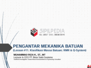 Klasifikasi Massa Batuan RMR Q-System Rock Mechanic