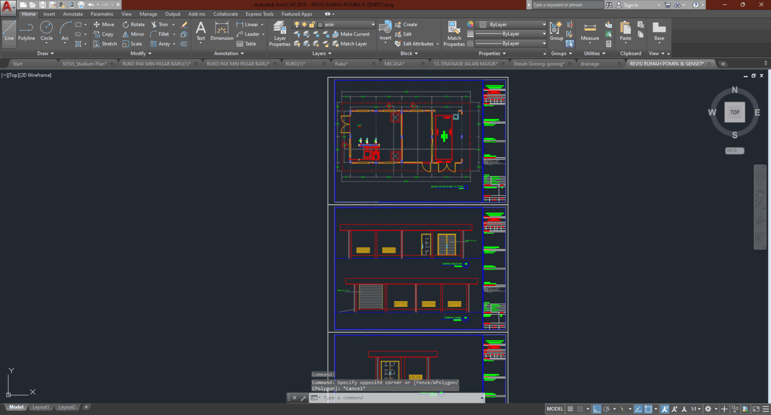 Denah dan Gambar CAD Rumah Pompa_RUMAH POMPA & GENSET | Sipilpedia