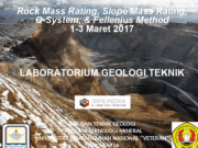 Rock Mass Rating – Slope Mass Rating – Q-System & Fellenius Method