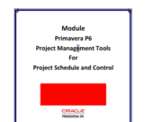 Module Primavera P6 – Project Manajement Tools For Project Schedule and Control