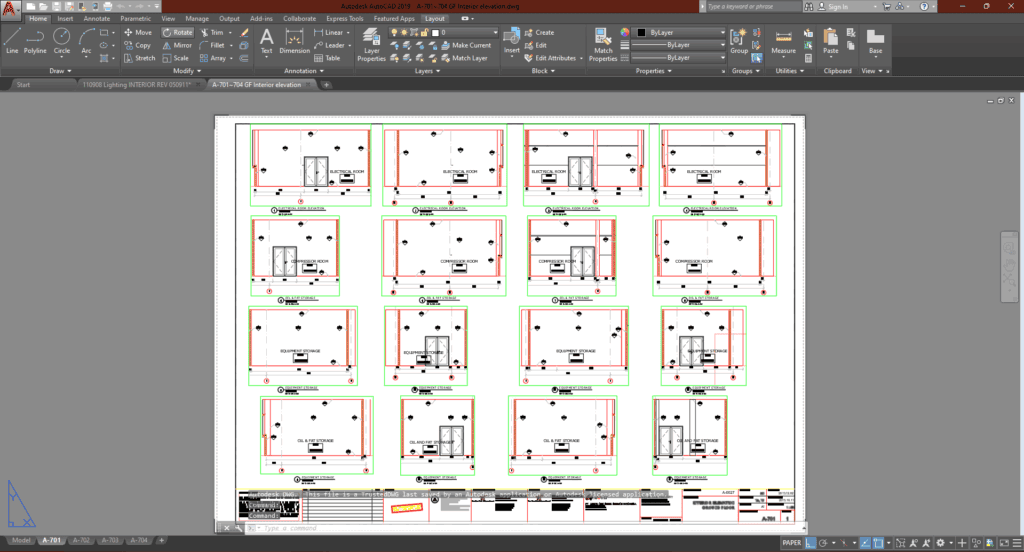 Denah dan Gambar CAD Interior_A-701~704 GF Interior elevation | Sipilpedia
