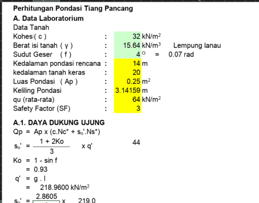Perhitungan Pondasi Tiang Pancang