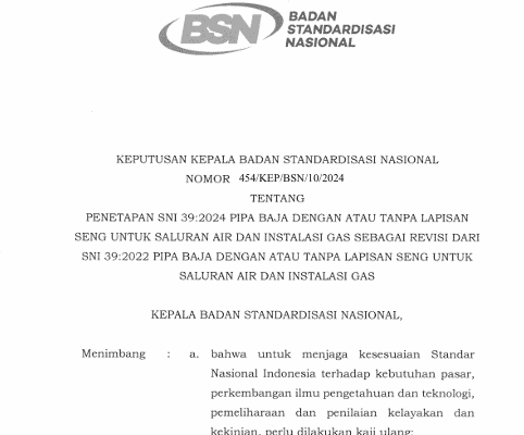 SNI 39-2024 Pipa Saluran Air dan Instalasi Gas