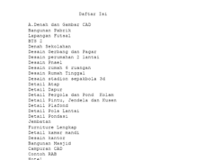GAMBAR AUTOCAD_Detailing CAD_Modeling Daftar Isi Denah dan Gambar CAD